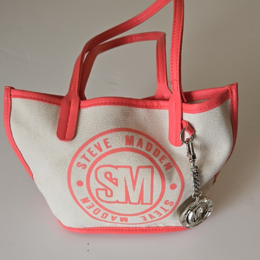 Steve Madden Small Cream and Pink Tote Bag